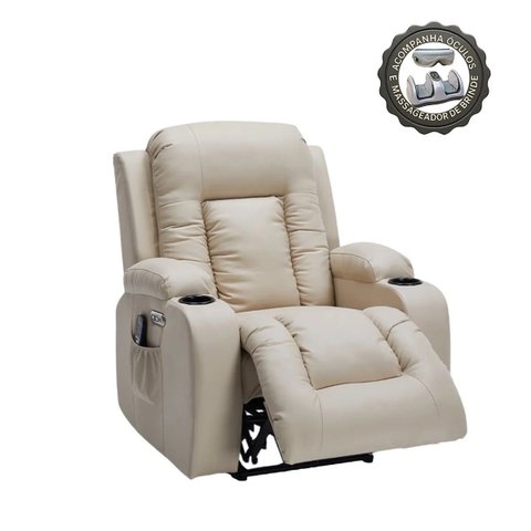 Poltrona do Papai Austin Elétrica com Massagem Aquecimento USB Usbc Brindes Massageador e Óculos Blu