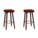 Ver imagem 1 de Kit 2 Banquetas Altas Quadradas Pés Madeira Modelo Paris:telha