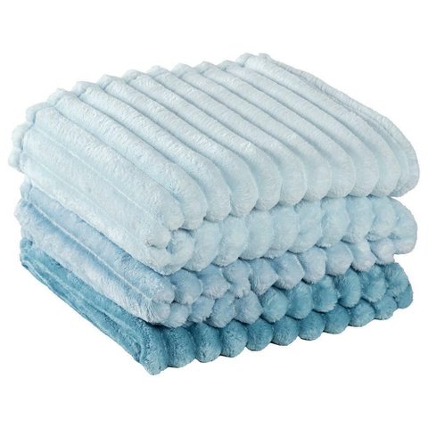 Cobertor Manta Tuffy Ultrasoft Flannel Queen 2,40m X 2,20m Degradê 01 Peça - Aqua Azul