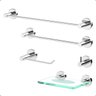 Kit de Acessórios para Banheiro 5 Peças Grego Metal Suporte Redondo Alto Brilho Athenas - 1
