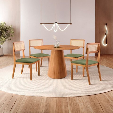 Conjunto Sala de Jantar Mesa Cone e 4 Cadeiras Ava