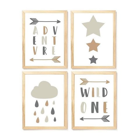 Kit Quadro Estrela e Nuvem Decorativo Quarto Criança Bebê Enxoval