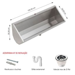 Mictório Coletivo Inox 1,50m - Construinox - 1