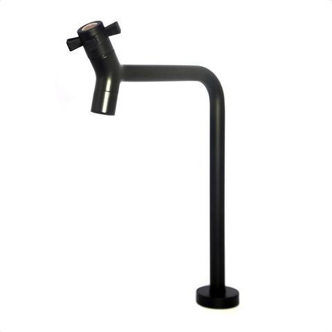 Torneira Mesa Bica Alta Aço Inox 304 Preto Black Água Fria Lavabo Lavatório Linha Stone