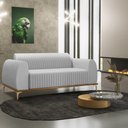 Ver imagem 2 de Sofá 2 Lugares para Sala de Estar Molino 150 Cm D02 Pés D'ouro Linho Cinza D-315 - Lyam Decor