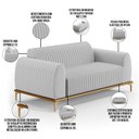 Ver imagem 4 de Sofá 2 Lugares para Sala de Estar Molino 150 Cm D02 Pés D'ouro Linho Cinza D-315 - Lyam Decor