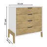 Comoda 4 Gavetas Com Pes Madeira 1600 Branco Wood Fell - 3