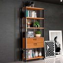 Ver imagem 1 de Estante Alta Estilo Industrial 2 Gavetas E91 Freijó/Preto Fosco - Pradel