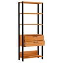 Ver imagem 2 de Estante Alta Estilo Industrial 2 Gavetas E91 Freijó/Preto Fosco - Pradel