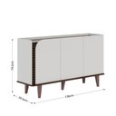 Ver imagem 2 de Buffet 3 Portas Detalhe Ripado Jurerê - Off White Matte/Nogueira Real
