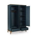 Ver imagem 3 de Guarda-roupa Rústico 4 Portas e 2 Gavetas - Madeira Maciça e Mdf Azul Petróleo