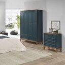 Ver imagem 5 de Guarda-roupa Rústico 4 Portas e 2 Gavetas - Madeira Maciça e Mdf Azul Petróleo