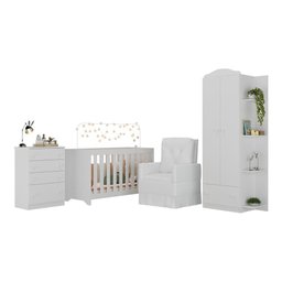 Quarto Infantil Completo com Poltrona de Amamentação Multimóveis MP4074 Branco - 2