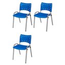 Ver imagem 2 de Cadeira Iso Base Cinza Escola, Escritório - Azul Kit 3 Un