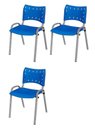 Ver imagem 2 de Cadeira Iso Base Cinza Escola, Escritório - Azul Kit 3 Un