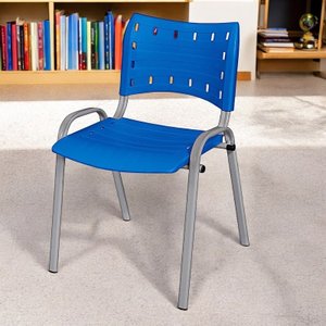 Cadeira Iso Base Cinza Escola, Escritório - Azul Kit 3 Un