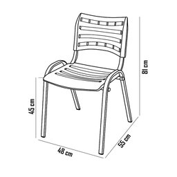 Cadeira Iso Base Cinza Escola, Escritório - Azul Kit 3 Un - 3