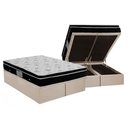 Ver imagem 1 de Cama Box Baú Queen: Colchão Molas Ortobom Nanolastic Physical + Base CRC Suede Clean(158x198)