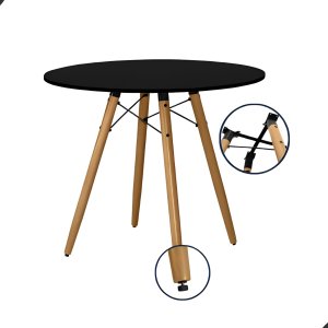 Mesa de Jantar Redonda de 90 Cm Preta