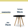Mesa de Jantar Redonda de 90 Cm Preta - 2