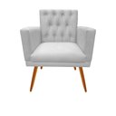 Ver imagem 3 de Kit Namoradeira + 2 Poltronas Decorativa Nina Capitonê + Puff Redondo Suede Branco Pés Madeira Ms De