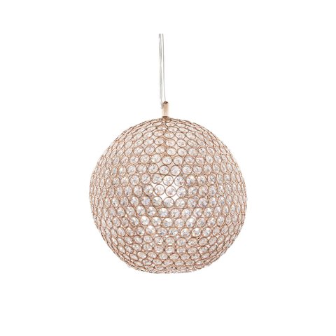 Pendente em Metal na Cor Cobre com Cristais - 30cm Mart
