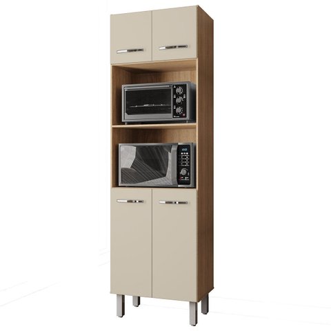 Paneleiro Alto com Nicho Micro-ondas 4 Portas Lara Savana / Off White
