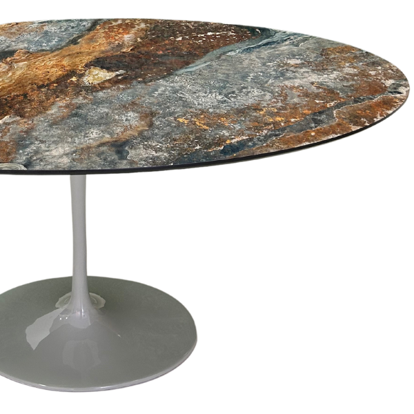 Mesa de Jantar Saarinen Oval 160x90 Cm Tampo Calacata Verde Ocean Base Verde - 4