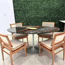 Ver imagem 2 de Mesa de Jantar Saarinen Oval 160x90 Cm Tampo Calacata Verde Ocean Base Verde