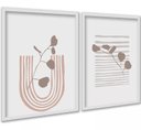 Ver imagem 1 de Kit 2 Quadros Ultra Minimalistas Neutros Boho 45x34cm:moldura Branca