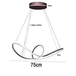 Lustre Pendente Arco Infinito 3 em 1 Aneis LED 49W Luminaria Luxo Teto Sala de Jantar Casa Quarto Re - 11