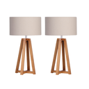 Ver imagem 1 de Kit 02 Abajur Quadripé Sala Grande Cúpula Bege