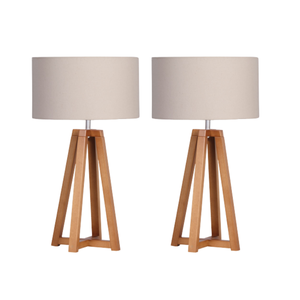 Kit 02 Abajur Quadripé Sala Grande Cúpula Bege