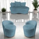 Ver imagem 1 de Kit Namoradeira + 2 Poltronas Yara Orgânica Linho Azul
