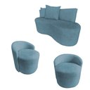 Ver imagem 2 de Kit Namoradeira + 2 Poltronas Yara Orgânica Linho Azul
