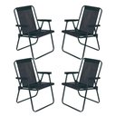 Ver imagem 1 de Jogo 4 Cadeira Alta Preta Mor Dobrável Reforçada até 110kg Praia Varanda Camping Jardim