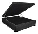 Ver imagem 1 de Cama Baú Casal Preto Gold Suede 138x188x41