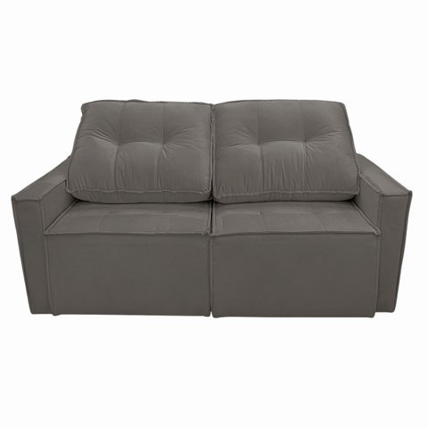 Sofá Retrátil Reclinável 2 Lugares Luna para Sala Veludo:cinza