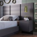 Ver imagem 1 de Cabeceira para Cama Solteiro com Mesa de Apoio Grafite