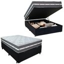 Ver imagem 1 de Cama Box Baú Casal Suede + Colchão Anjos Black Graphite Molas Ensacadas 138x188x64cm Preto