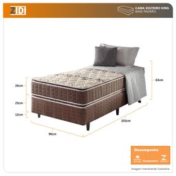 Cama Box Solteiro King Marrom + Colchão Espuma D70/D28 2 Pillow Top Orleans 96x203x63cm - 2