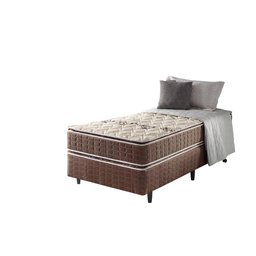 Cama Box Solteiro King Marrom + Colchão Espuma D70/D28 2 Pillow Top Orleans 96x203x63cm - 1
