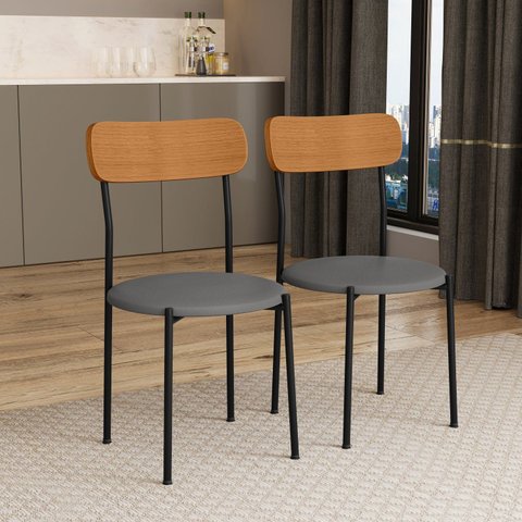 Kit 2 Cadeiras de Jantar Estofadas Ergonômico 288 Preto