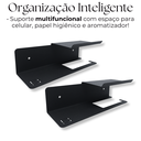 Ver imagem 7 de Dois Suportes de Parede Aço Resistente p/ Papel Higiênico Porta Celular Organização Banheiro Preto