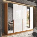 Ver imagem 1 de Guarda-roupa Casal Porto 6 Portas 4 Gavetas com Espelho Freijó/branco - Politorno