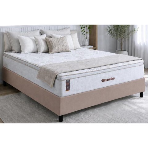 Cama Box Crc Casal +Colchão Molas Ensacadas Marselha Hellen 138x188x28
