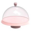 Ver imagem 1 de Boleira 30cm com Cúpula e Pé Bubble Crippa Porta Bolo Tortas Doces Himalaia Rosa