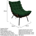 Ver imagem 4 de Kit 02 Poltronas e 02 Puffs Costela Base Fixa Suede - Doce Sonho Móveis - Verde