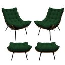 Ver imagem 1 de Kit 02 Poltronas e 02 Puffs Costela Base Fixa Suede - Doce Sonho Móveis - Verde