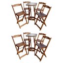 Ver imagem 1 de Kit 2 Conjuntos Bistrô Mesa com 4 Banquetas Dobráveis de Madeira Personalizada Hei - Imbuia